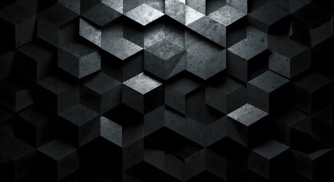 Abstract dark geometric cubes background modern 3D render for graphic design and creative projects - Powered by Adobe
