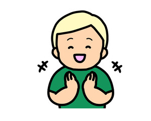拍手する　金髪の男の子