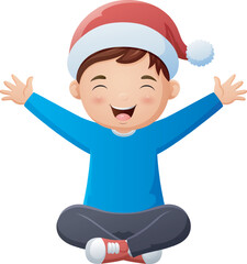 Cartoon little boy wearing winter clothes