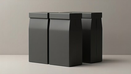 Three minimalistic paper bags on a plain backdrop, perfect for showcasing your product designs