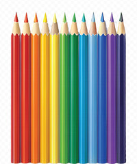 realistic 3d pile of multi color pencils in different style isolated on transparent background 