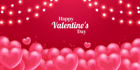 Valentine's Day. Realistic hearts. Vector design. Template for cards, banners, posters, and more.