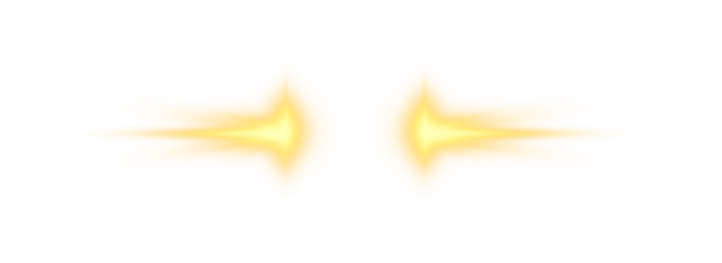 Golden star with yellow light shines brightly on transparent background. PNG. Gold, glistering, glittering, trail. Small glittering stars and dust swirl in circular patterns. Glowing meteor streak.