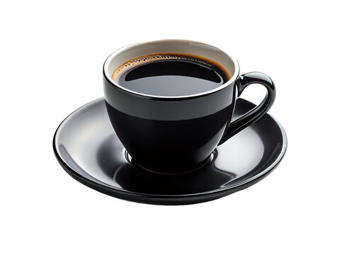 black cup of coffee ,isolated on transparent png