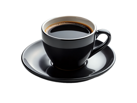 black cup of coffee ,isolated on transparent png
