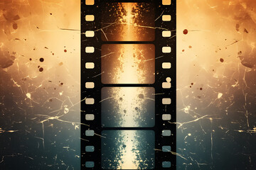 Obraz premium Vintage Film Strip with Grunge Splatter Effect retro