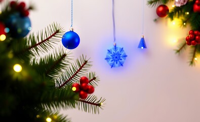 Blue christmas holidays decoration on a white background christmas background christmas holiday background winter decoration celebration