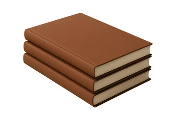 Set of brown classic books in proper order on a transparent background design elements