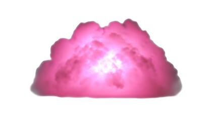 Pink cloud with lightning strikes for dramatic effect on transparent background