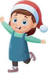 Happy little girl cartoon wearing winter clothes