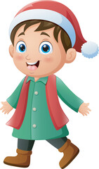 Cartoon boy wearing winter clothes