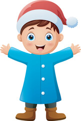 Happy little boy cartoon wearing winter clothes