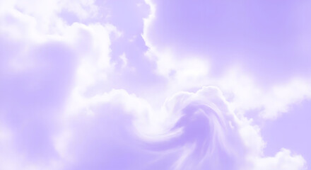 Dreamy pastel purple sky with soft white clouds creating a calming atmosphere on transparent background