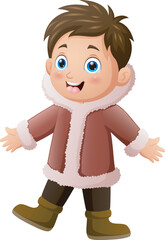 Cartoon boy wearing winter clothes
