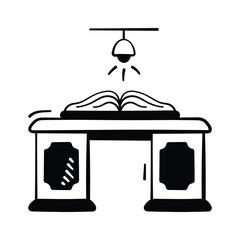 Creatively crafted amazing doodle style icon of study table