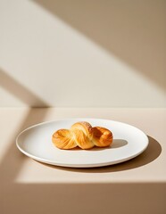 Fresh Croissant on Minimal White Plate