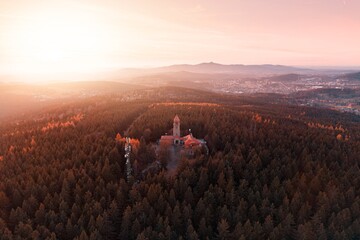 Cerna Studnice - stone lookout tower in Jizera Mountains, Czech Republic