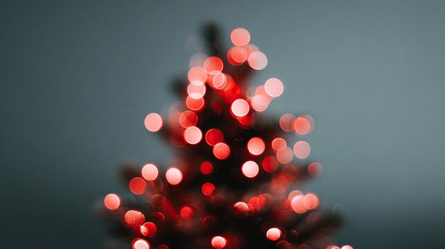 Red christmas lights bokeh