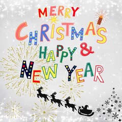 Colorful Merry Christmas Happy New Year
