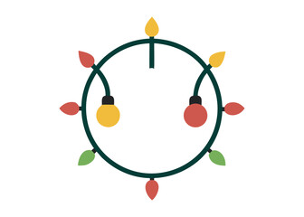 Colourful christmas light logo on white background