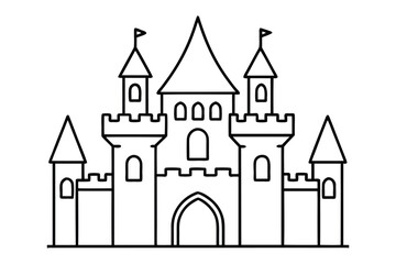 castle tower outline coloring book page line art vector illustration 