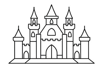Obraz premium castle tower outline coloring book page line art vector illustration 