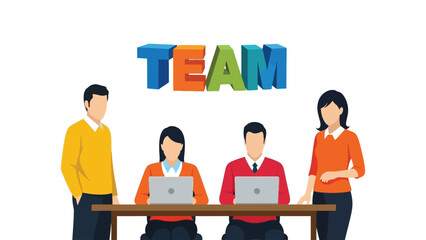 Professional Business Team Collaboration Illustration with 3D 