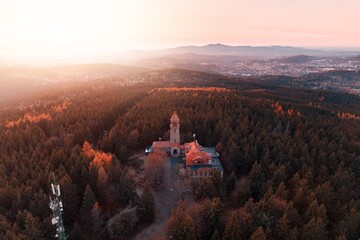 Cerna Studnice - stone lookout tower in Jizera Mountains, Czech Republic