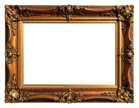 Ornate, antique wooden picture frame