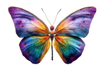 Vibrant watercolor butterfly with intricate wing patterns on black background