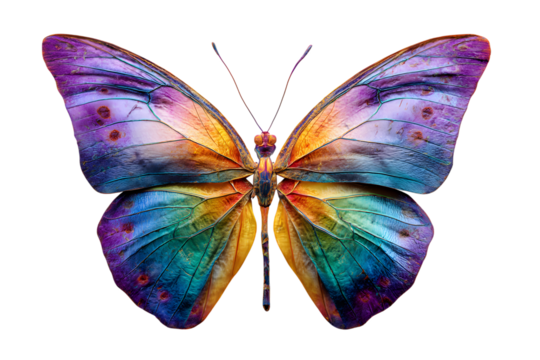 Vibrant watercolor butterfly with intricate wing patterns on black background