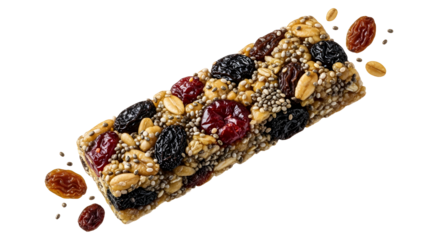 Healthy homemade granola bar with nuts, dried fruits, and seeds, perfect nutritious snack for energy boost