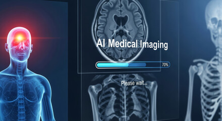 Human anatomy scan with A I medical imaging progress bar artificial intelligence