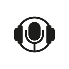 Microphone and headphones logo. Vector illustration.