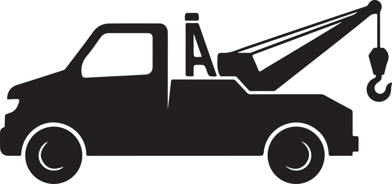 Tow truck icon silhouette vector graphic for auto recovery and transport services
