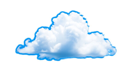 fluffy white cloud against a in a bright sky on transparent background