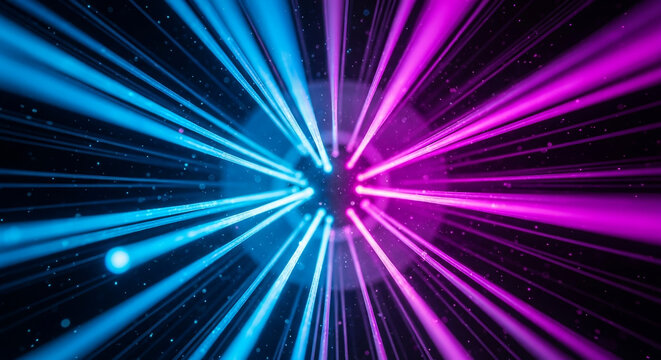 Abstract background featuring converging blue and purple light beams against a dark backdrop