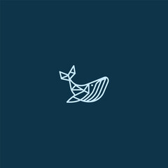 Whale line art logo with smooth minimal.