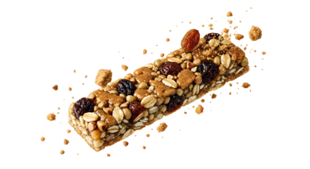 Nut and seed granola bar with dried fruit and oats, healthy snack or breakfast option