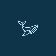 Whale line art logo with smooth minimal.