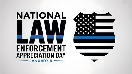 National Law Enforcement Appreciation Day Poster  Thin Blue Line Shield Design