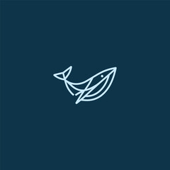 Whale line art logo with smooth minimal.