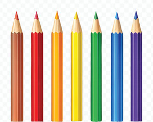 realistic 3d pile of multi color pencils in different style isolated on transparent background 