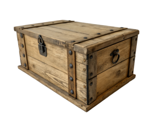 old wooden box ,isolated on transparent png