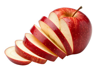 red apple sliced ,isolated on transparent png
