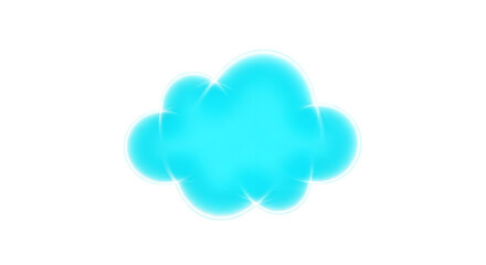 Bright blue cloud glowing with soft light on a white background