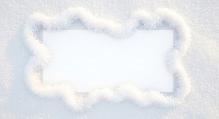 Blank snowy frame with fluffy edges for winter decorations  