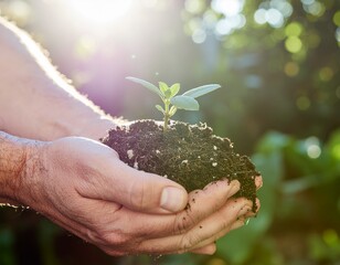 Nurturing Growth: A pair of hands cradles a young sprout, symbolizing care, growth, and the promise of a brighter future.
