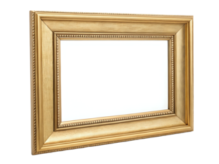 simple gold picture frame ,isolated on transparent png