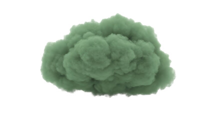 Green cloud of smoke or vapor for compositing on transparent background